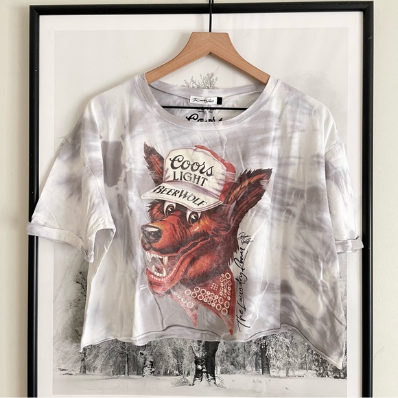 Coors Light x The Laundry Room x UO Beer Wolf Crop Oversized Tee - Diamond Dye - Picture 2 of 13
